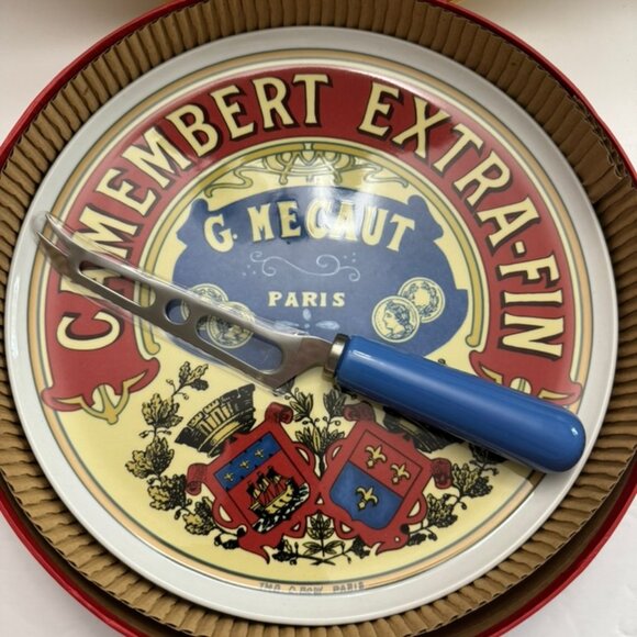 New Vtg Camembert Extra Fin Serving Plate & Cheese Knife-BIA FRENCH CHEESE LABEL - Picture 4 of 9